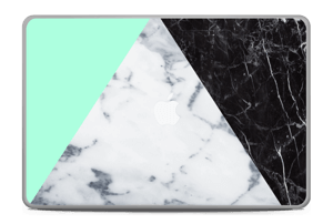 White marble, black marble and green pastel design.