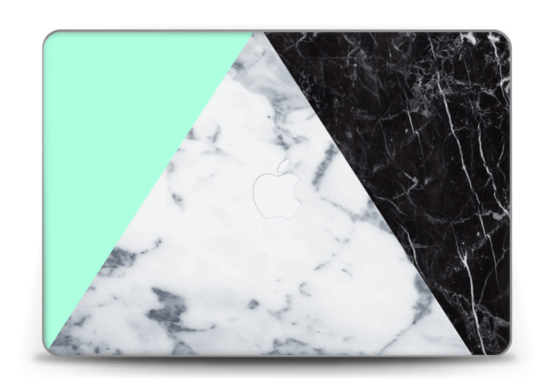 White marble, black marble and green pastel design.