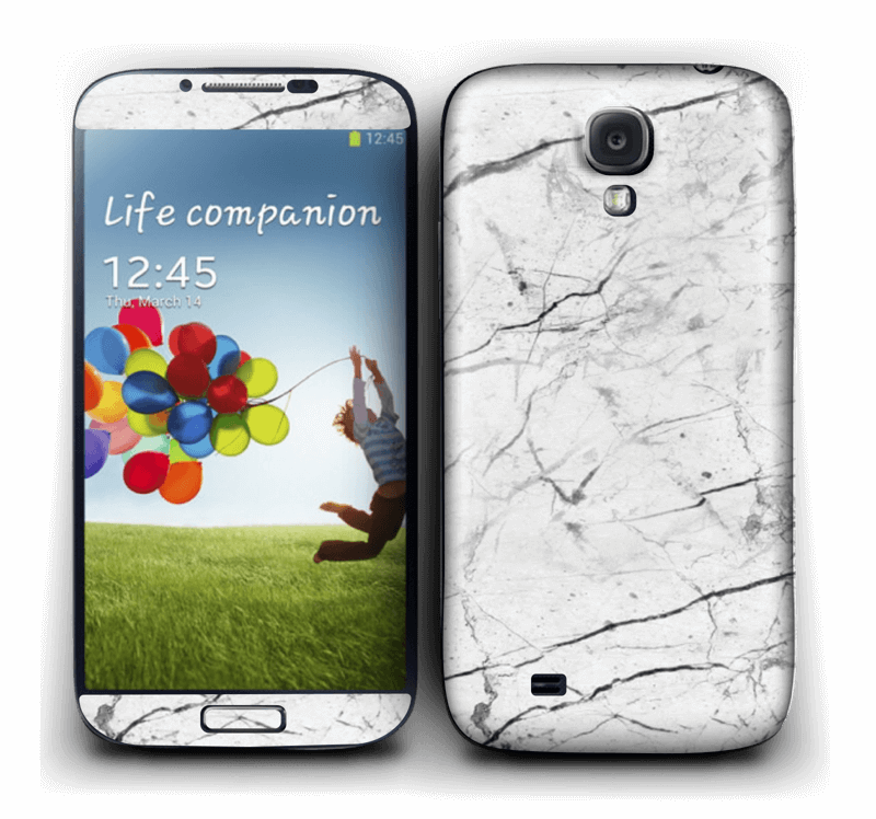 White marble skin for your Galaxy S4, make it custom by adding your name or logo