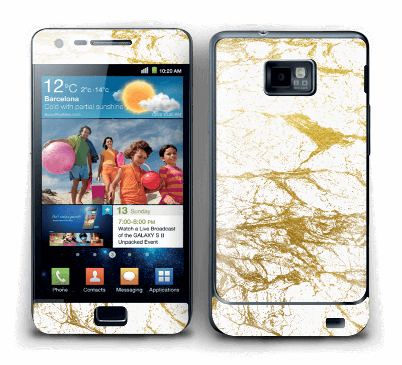 Hvitt og gull Skin Galaxy S2
