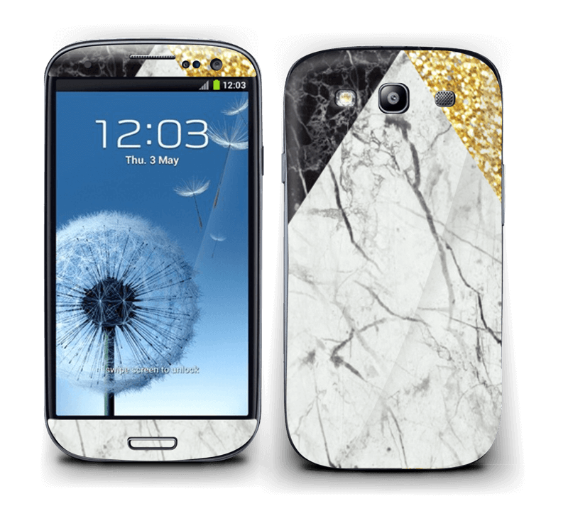Gull, og to varianter av marmor Skin Galaxy S3