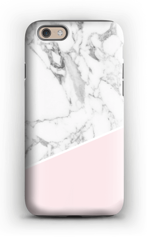 Valkoinen marmori ja pinkki kuoret IPhone 6 tough