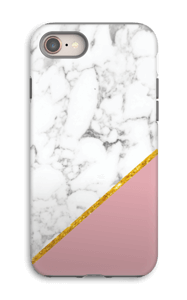 Marmor med gull og pudderrosa deksel IPhone 8 tough