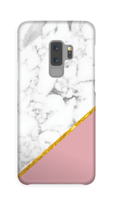 Marmor med gull og pudderrosa deksel Galaxy S9 Plus