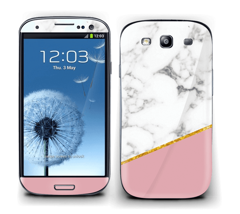 Marmor, pudderrosa og gull Skin Galaxy S3