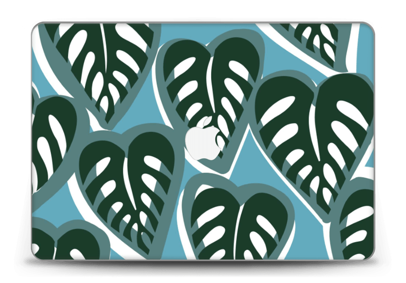 A tropical skin in the beautiful colours dusty turquoise and deep green for your laptop.