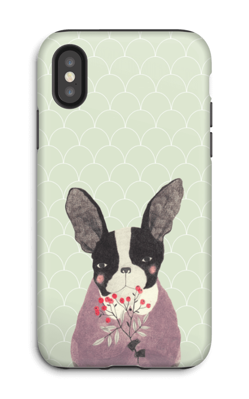 Fransk bulldog skal IPhone X tough