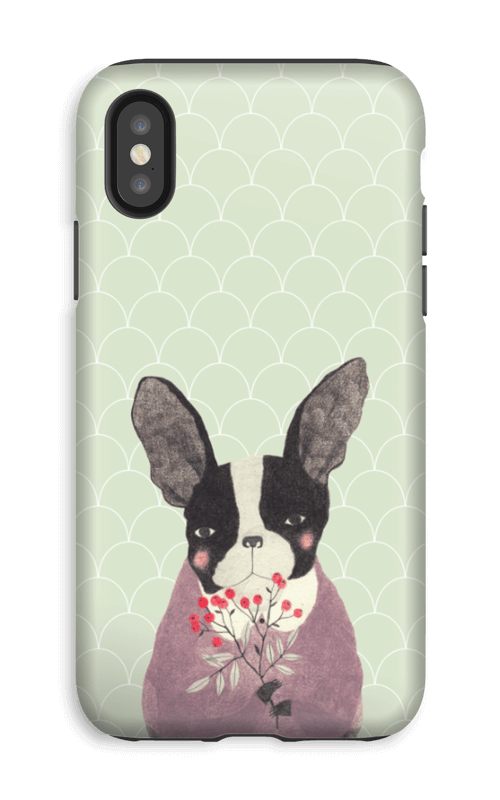 Fransk bulldog skal IPhone XS tough