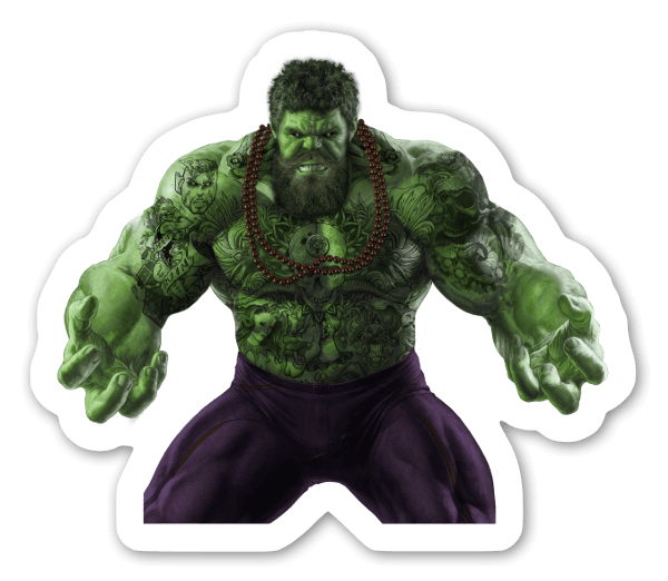 Bebaarde Hulk sticker