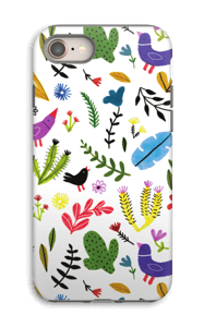Linnut kukkien keskellä kuoret IPhone 8 tough