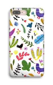 Linnut kukkien keskellä kuoret IPhone 8 Plus