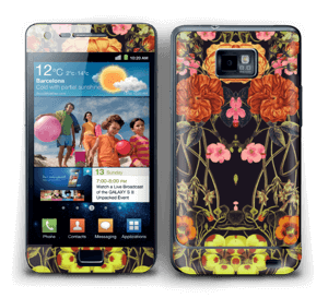 Orange floral crossing Skin Galaxy S2