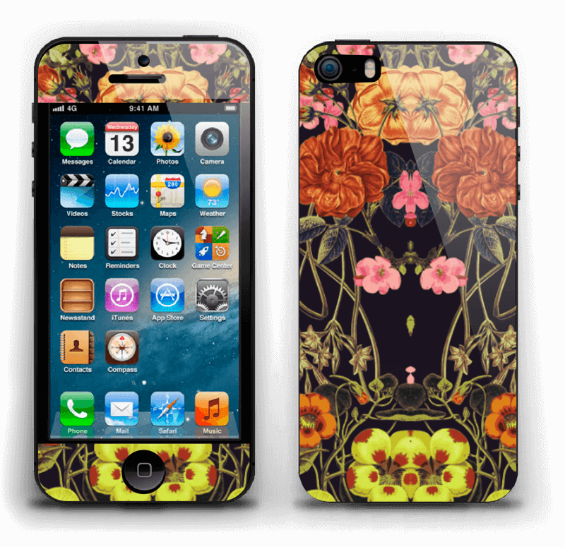 Orange flora Skin IPhone 5s