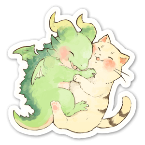 ドラゴンの卵を拾った野良猫シリーズ ステッカー Stickerapp