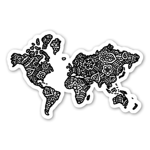 Buy Zentangle World Map Sticker - Die cut stickers - StickerApp