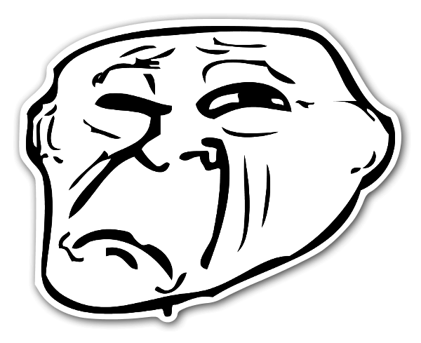 Trollface Sticker – Large 150x122mm – Classic Meme Coolface Decal